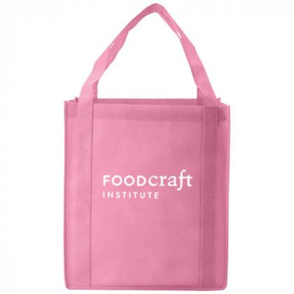 Logo Imprinted Reusable shopping bags- Saturn Jumbo Non-Woven Tote - Pink